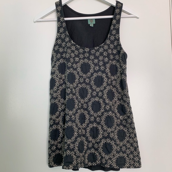 Anthropologie HWR slate w/ silver embroidered tank - Picture 4 of 7